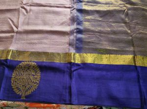 Pastel pink And blue Silk Saree