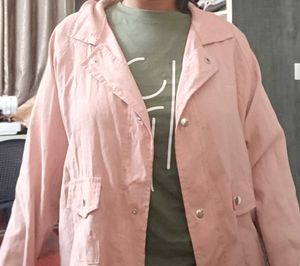 Pink button-down shirt jacket