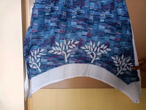 Blue &amp; White Applique Work Dress