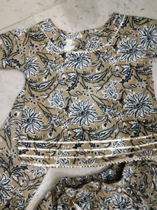 Cotton Floral Gota Patti Work Lancha For Baby Girl