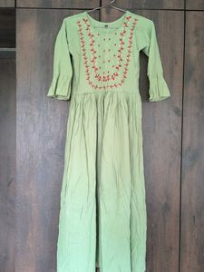 Green Embroidered Nayra Cut  Dress