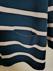Black And Beige Strip Winter Wear Top