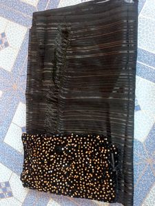 Black Saree With Blouse Kapda