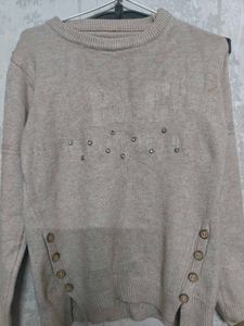 Nude Color Stone Work Woolen Top