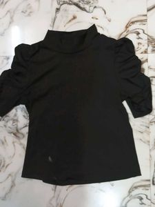 Black Puff Sleeve Top