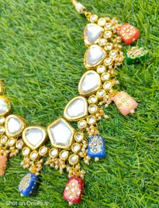 Multi Colour Polki Kundan Heavy Necklace