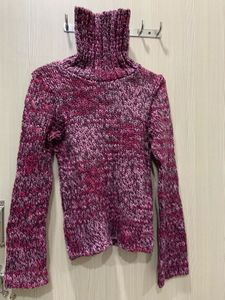 Imported Pink Knit Turtleneck Sweater