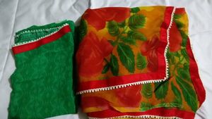 Floral Print Scarf Saree