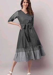 Striped Tie-Waist Midi Dress