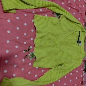 Green Cropped Cardigan