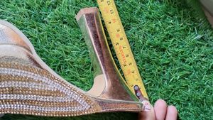 Gold Heels with Rhinestones