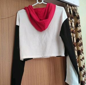 Shein Color blocked cropped hoodie