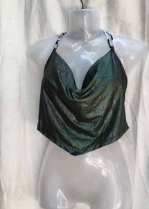 2151. Metallic Cowl Neck Halter Top