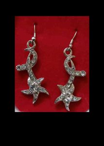 Silver Starburst Dangle Earrings