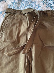 Bottle green Cotton Trousers For Girls