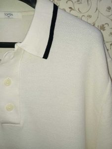TOPTEN Classic White Knitted Polo T- Shirt