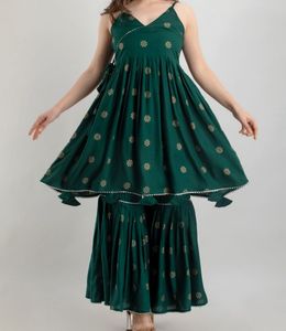 Emerald Green Floral Print Sundress