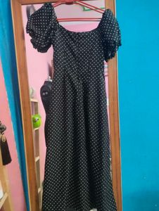 Black Dress with White Polka Dots