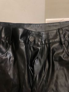 Black Faux Leather Flare Pants