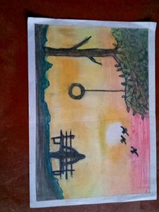 Sunset Silhouette Painting