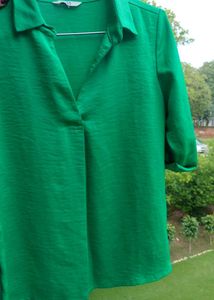 Green V-Neck Blouse/Shirt