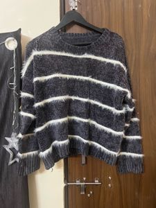Striped Fuzzy Knit Sweater
