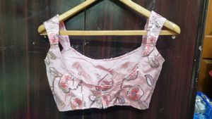 Pink Sleeveless Sequence Blouse