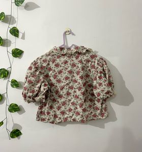 Floral Collar Crop Top/ Size: M