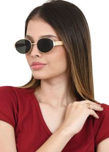 Black Golden Oval Sunglasses- Unisex