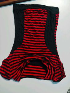 Red and Black Top With Cowl Neck