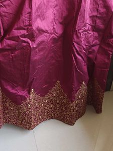 Wine Colour Ethnic Gown With Net Dupatta