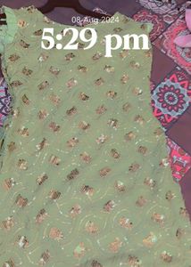 Embroided Pista Color Patiala Suit