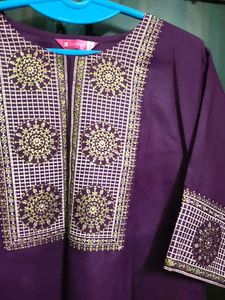 New Modern Purple Embroidered Kurta Set