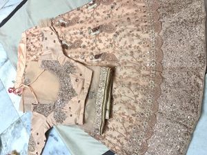 Peach Embroidered Lehenga Choli