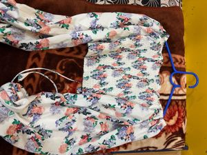 Floral Print Long Sleeve Crop Top