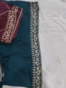 3 Pcs Suit Chinon Fabric Wid Cotton Lining