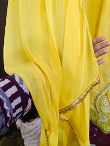 Yellow Embroidered Anarkali Suit Set