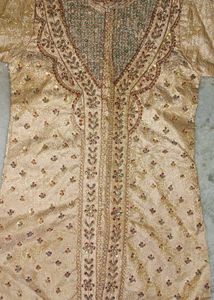 Embroidered Beige Kurta