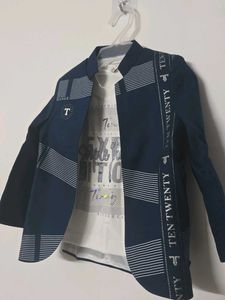 Boys Blue Blazer & Shirt Set