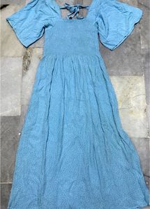 Blue Polka Dot Midi Dress