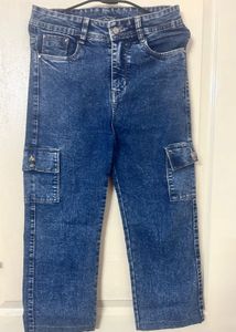 Blue Denim Cargo Jeans