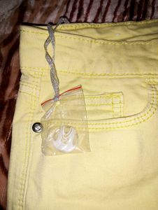 Y2K Yellow Rhinestone Denim Mini Skirt