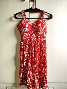 Red & White Floral Dress