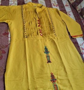 Yellow Embroidered Kurta