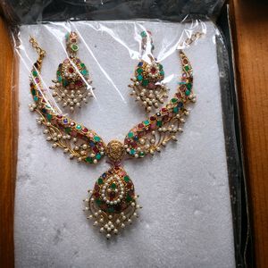 Zaveri Pearls Necklace With Earrings