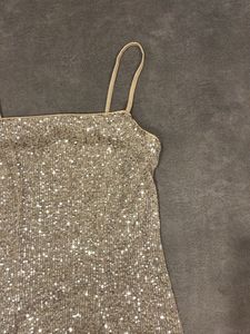 Gold Sequined Mini Dress