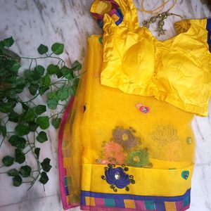 Combo Of yellow &amp; Blue Saree