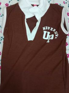 Brown Sleeveless 'Never Give Up' Top