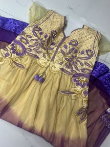 Violet And Sandal Color Dress, Medium Size
