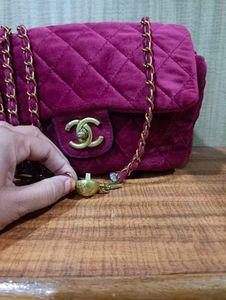 imported velvet chanel sling bag